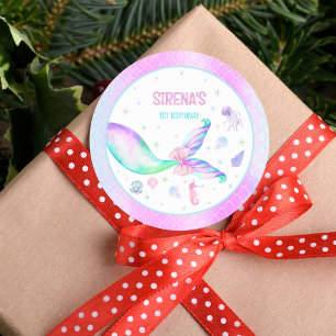 Adesivo Aniversário Rosa Roxo da Sereia Mágica