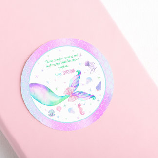 Adesivo Aniversário Rosa Roxo Sereia Mágica