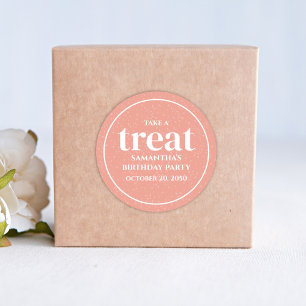 Adesivo Aniversário Simples Minimalista Peach do Tratado M