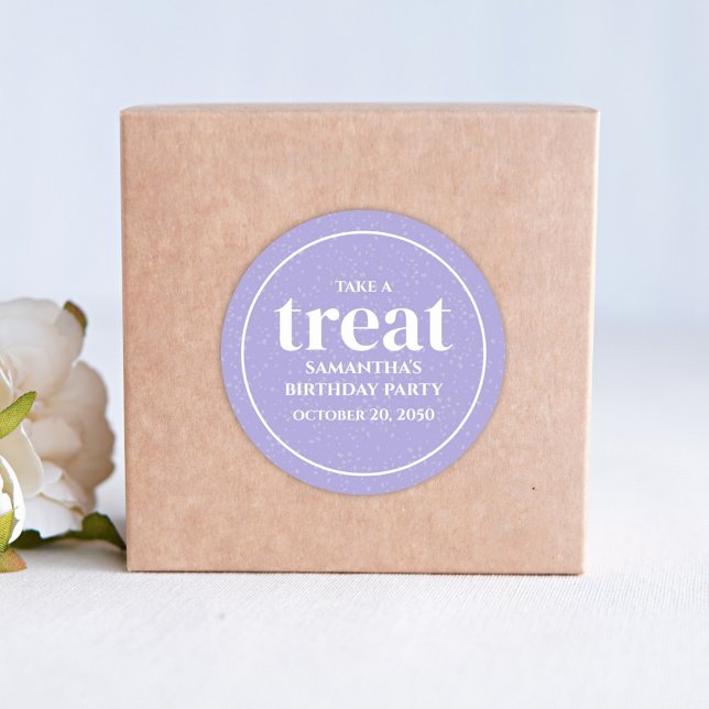 Adesivo Aniversário Simples Minimalista, Púrpura do Tratad (Criador carregado)