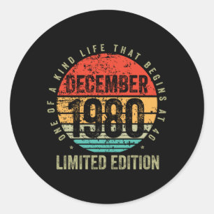 Adesivo Aniversário - Vintage dezembro de 1980