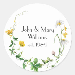 Adesivo Aniversário Wildflower Wreath em Branco