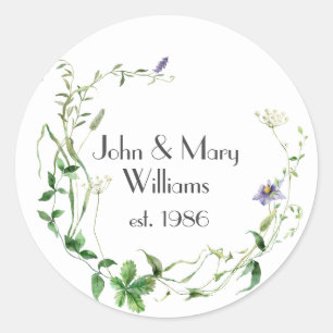 Adesivo Aniversário Wildflower Wreath em Branco