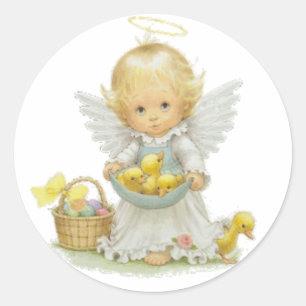 Adesivo Anjo bonito e patinhos da páscoa
