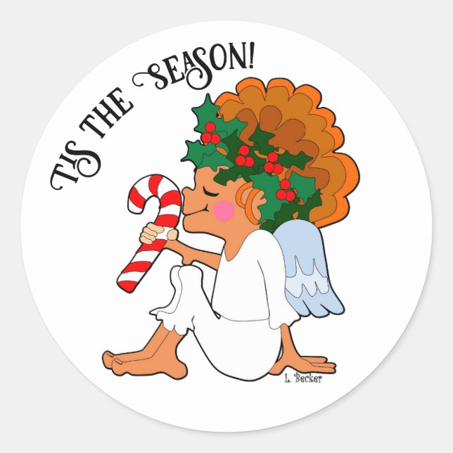 Adesivo Anjo de Cartoon com Vinheta de Caneta Doce (Frente)