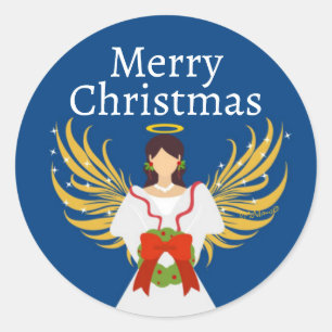 Adesivo Anjo de Natal Anjo Moderno Wreath Halo Azul