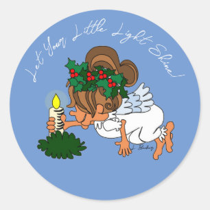 Adesivo Anjo de Natal de Cartoon com Velas
