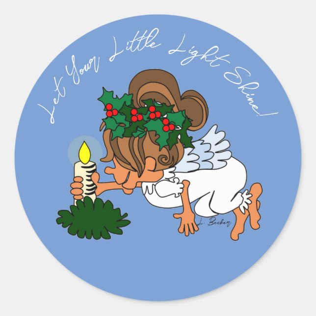 Adesivo Anjo de Natal de Cartoon com Velas (Frente)