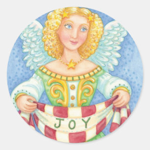 Adesivo Anjo de Natal de desenho animado fofo com auréola