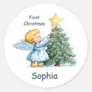 Adesivo Anjo de Natal Doce e Carinhoso Personalize
