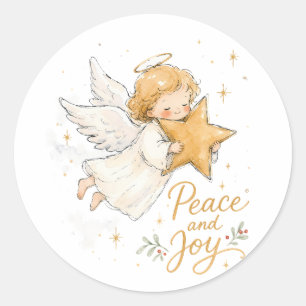 Adesivo Anjo de Natal em Aquarela com Estrela