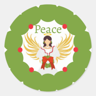 Adesivo Anjo de Natal Moderno, Terra Verde Vermelha da Paz