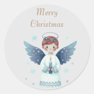 Adesivo Anjo de Natal nórdico elegante segurando uma vela