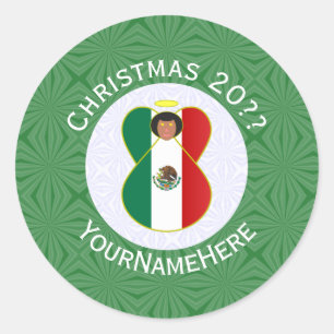 Adesivo Anjo de Natal Personalizado com a Bandeira Mexican