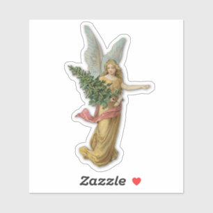 Adesivo Anjo de Natal Vitoriano Antigo Voando na Árvore