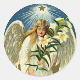 Adesivo Anjo de Páscoa, Lamb, Flor Lily, Estrela Dourada