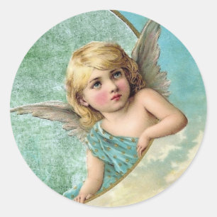 Adesivo Anjo do Victorian e ilustração do vintage da lua