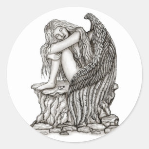 Adesivo Anjo dormindo na pedra