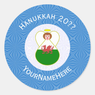 Adesivo Anjo Galês Bandeira de Hanukkah Personalizada 