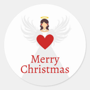 Adesivo Anjo Natal Moderno Vermelho Branco Elegante Asas