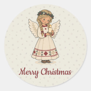 Adesivo Anjo Nórdico de Natal com Vela para Festa de Fim d