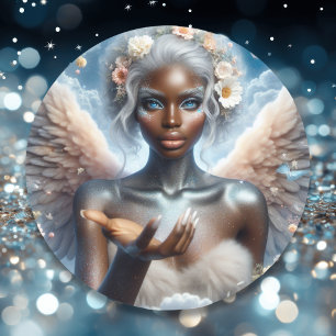Adesivo Anjo Preto com Olhos Azuis