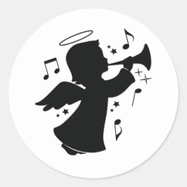 Adesivo Anjo soprando um trompete com notas