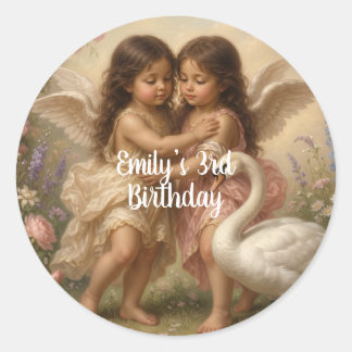 Adesivo anjo suave cherub aniversário de meninas ||