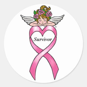 Adesivo Anjo "Survivor" do Cancer da Mama