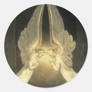 Adesivo Anjos de Vintage rezando sobre Jesus Cristo na cob