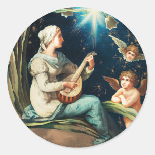 Adesivo Anjos, Estrelas, Mulheres, A Lua Natal Religiosa