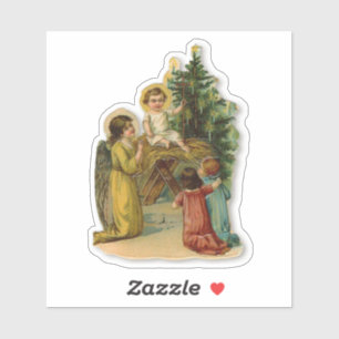 Adesivo Anjos & Jesus Menina Cristã Antiga de Natal