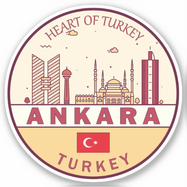 Adesivo Ankara Turkey City Skyline Emblem (Frente)