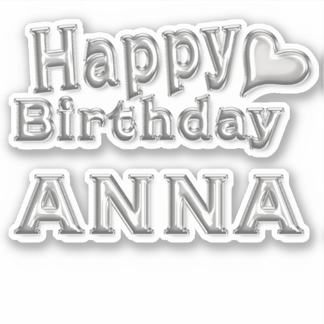 Adesivo Anna Happy Birthday silver Aufkleber Sticker (Frente)