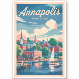 Adesivo Annapolis Maryland Skyline Viagem Art Vintage