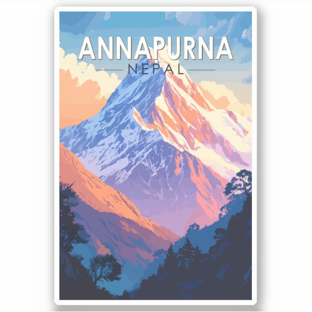 Adesivo Annapurna Nepal Viagem Art Vintage (Frente)