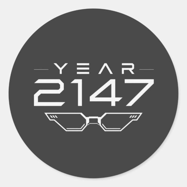 Adesivo ANO 2147 Cyberpunk Ficção Científica Espaço Retro (Frente)