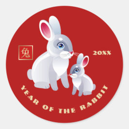 Adesivo Ano Chinês do Ano Personalizado do Coelho