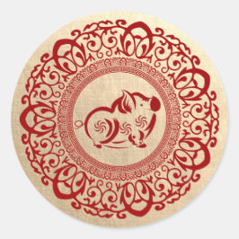 Adesivo Ano Chinês do Dourado Suíno Vermelho