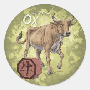 Adesivo Ano da Arte Zodiaca Chinesa Ox