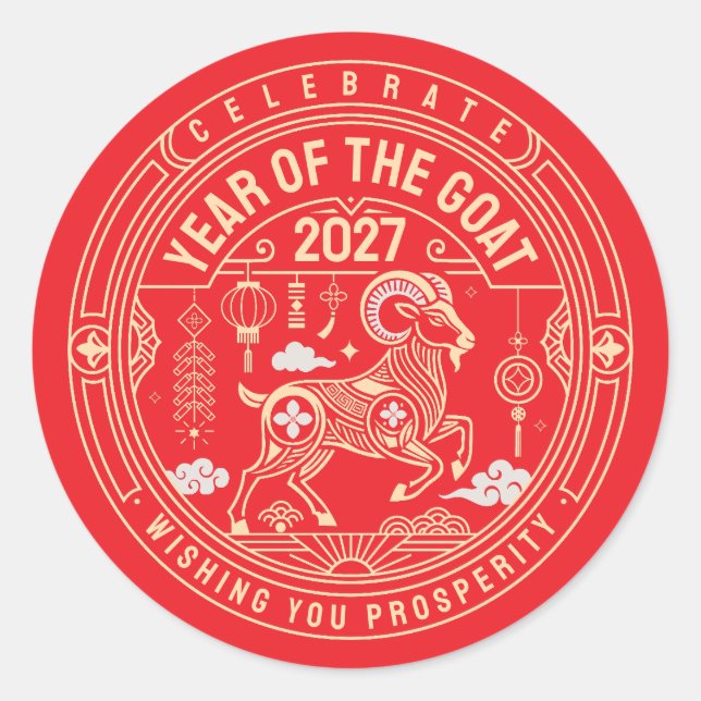 Adesivo Ano da Ovelha 2027 / Ano do Bode 2027 (Frente)