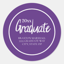 Adesivo Ano de Graduação Nome Endereço Branco Roxo