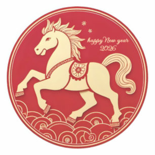 Adesivo Ano do Cavalo 2026 Ano Novo Chinês 