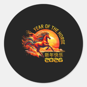 Adesivo Ano do Cavalo Ano Novo Lunar Chinês 2026 Fogo