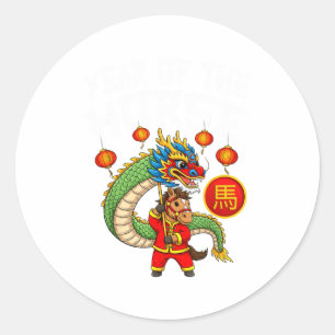 Adesivo Ano do Cavalo Dança do Dragão Ano Novo Chinês Zodí