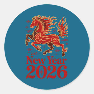 Adesivo Ano do Cavalo de Fogo 2026 Ano Novo Lunar Chinês
