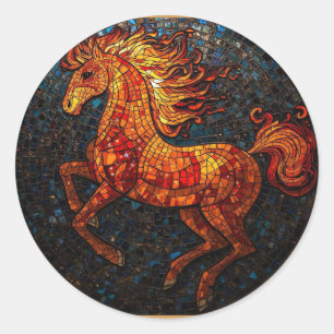Adesivo Ano do Cavalo de Fogo 2026 Majestoso Chinês