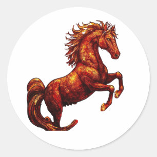 Adesivo Ano do Cavalo de Fogo 2026 Majestoso Chinês