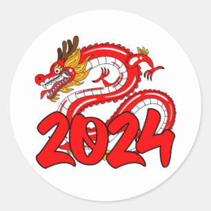 Adesivo ano do dragão 2024 feliz chinês no novo ano (6