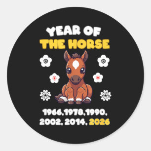 Adesivo Ano Kawaii do Cavalo Zodíaco Chinês 2026 Animal